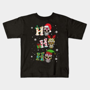 Funny Xmas Ho Ho Ho Sugar Skull Christmas Kids T-Shirt